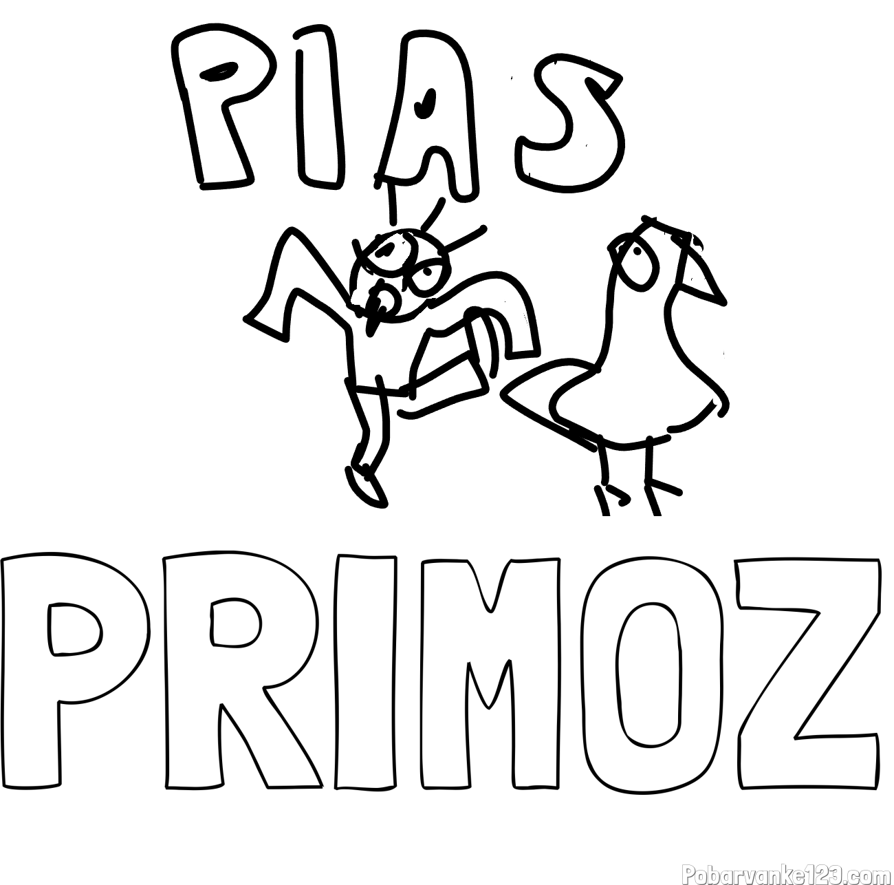 Pobarvanka imena PRIMOŽ in P.I.A.S