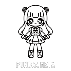 Online izdelana pobarvanka - Pobarvanka imena PUNČKA META in otroška pobarvanka punčke v anime slogu