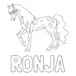 Online izdelana pobarvanka - Pobarvanka imena RONJA in pobarvanka lisastega konja