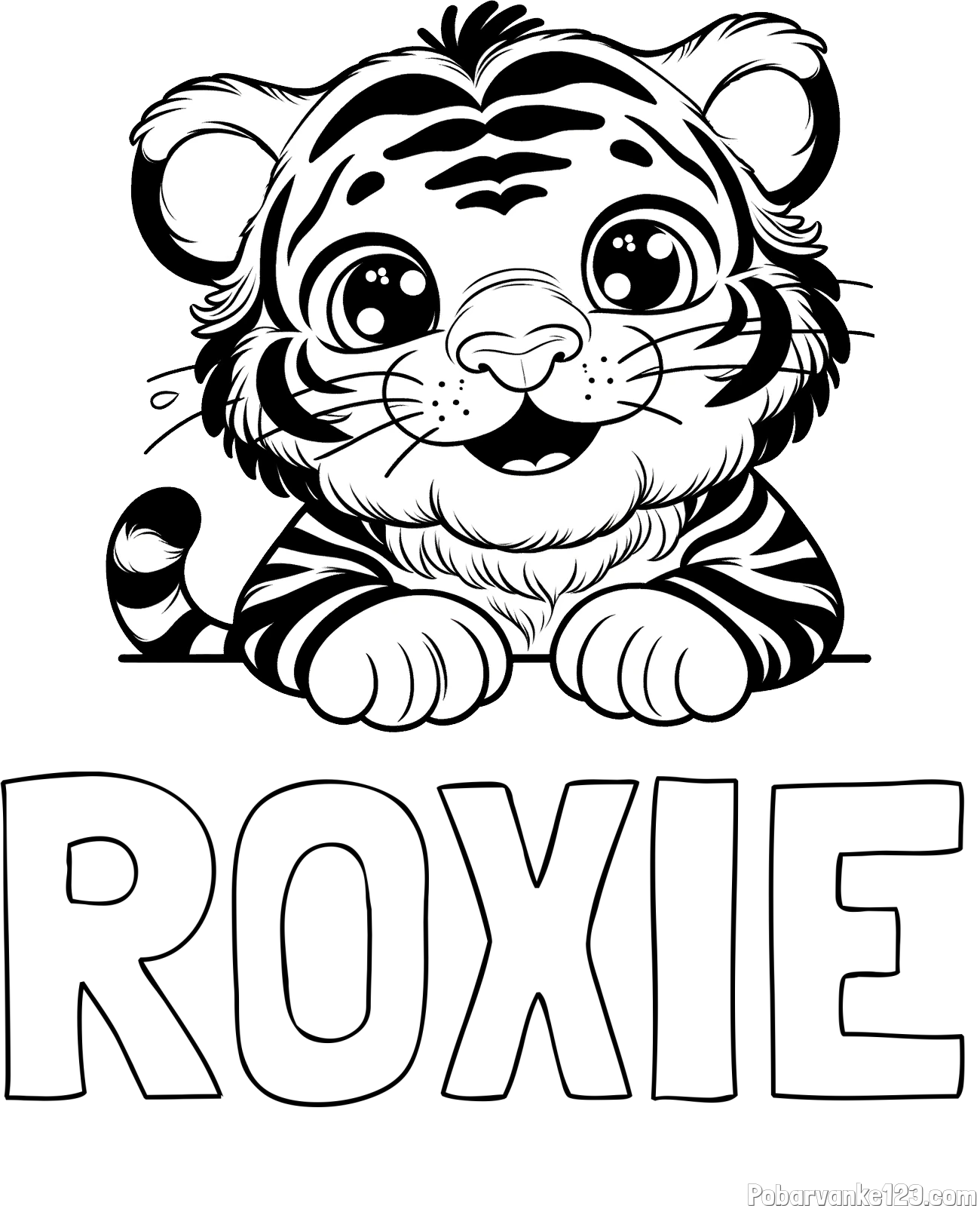 Pobarvanka imena ROXIE in pobarvanka tigrček