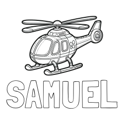 Online izdelana pobarvanka - Pobarvanka imena SAMUEL in pobarvanka helikopterja