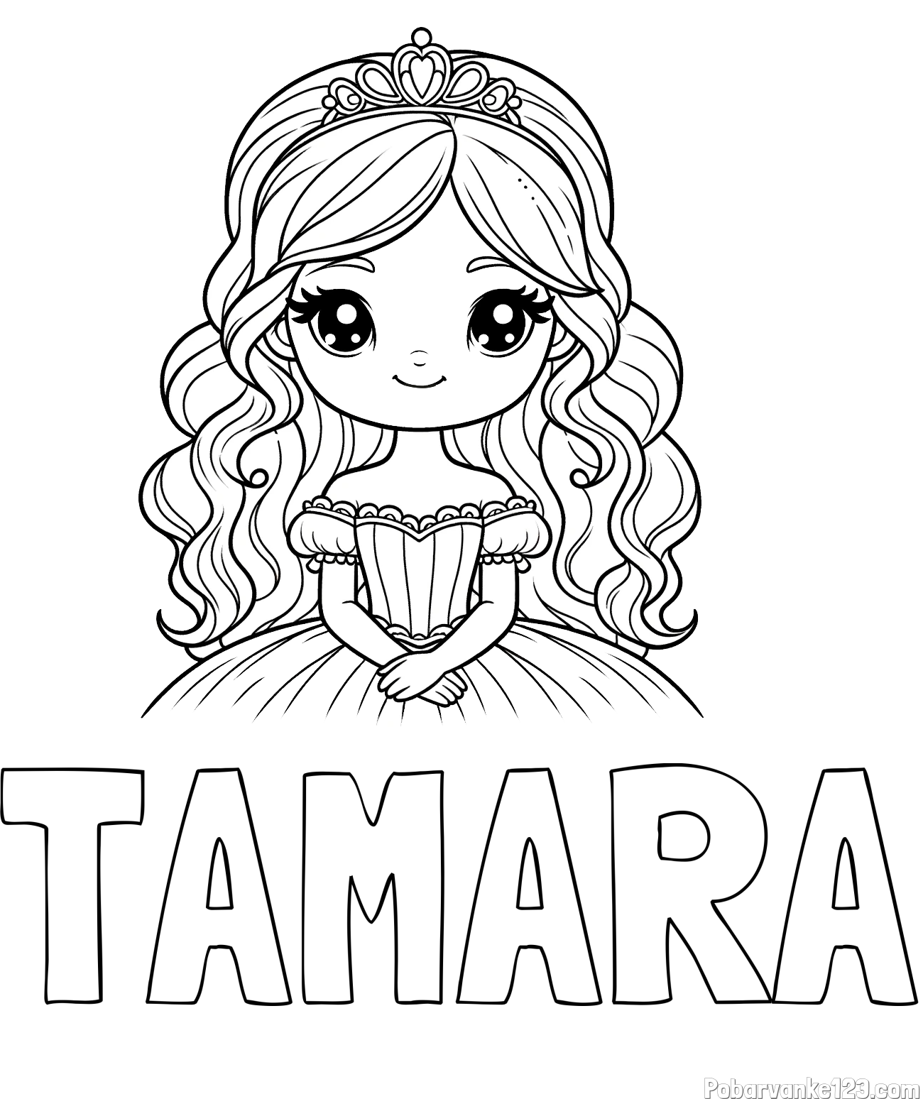 Pobarvanka imena TAMARA in pobarvanka ljubke princese