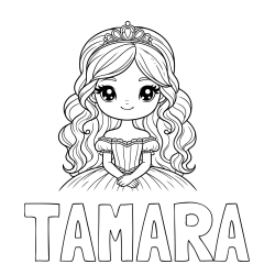 Online izdelana pobarvanka - Pobarvanka imena TAMARA in pobarvanka ljubke princese