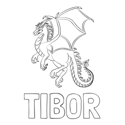 Online izdelana pobarvanka - Pobarvanka imena TIBOR in pobarvanka strašnega zmaja