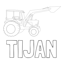 Online izdelana pobarvanka - Pobarvanka imena TIJAN in traktor 2