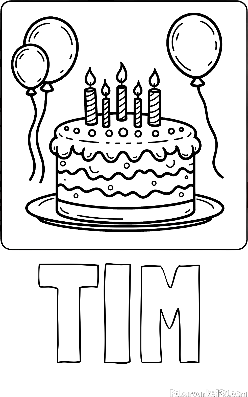 Pobarvanka imena TIM in pobarvanka torte za 5. rojstni dan