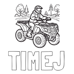 Online izdelana pobarvanka - Pobarvanka imena TIMEJ in pobarvanka motorista na štirikolesniku