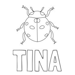 Online izdelana pobarvanka - Pobarvanka imena TINA in pobarvanka pikapolonice