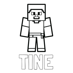 Online izdelana pobarvanka - Pobarvanka imena TINE in pobarvanka Minecraft figurice