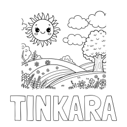 Online izdelana pobarvanka - Pobarvanka imena TINKARA in otroška pobarvanka narave
