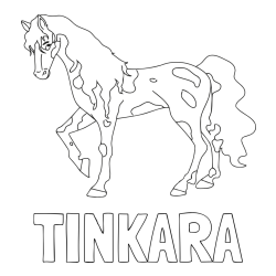 Online izdelana pobarvanka - Pobarvanka imena TINKARA in pobarvanka lisastega konja