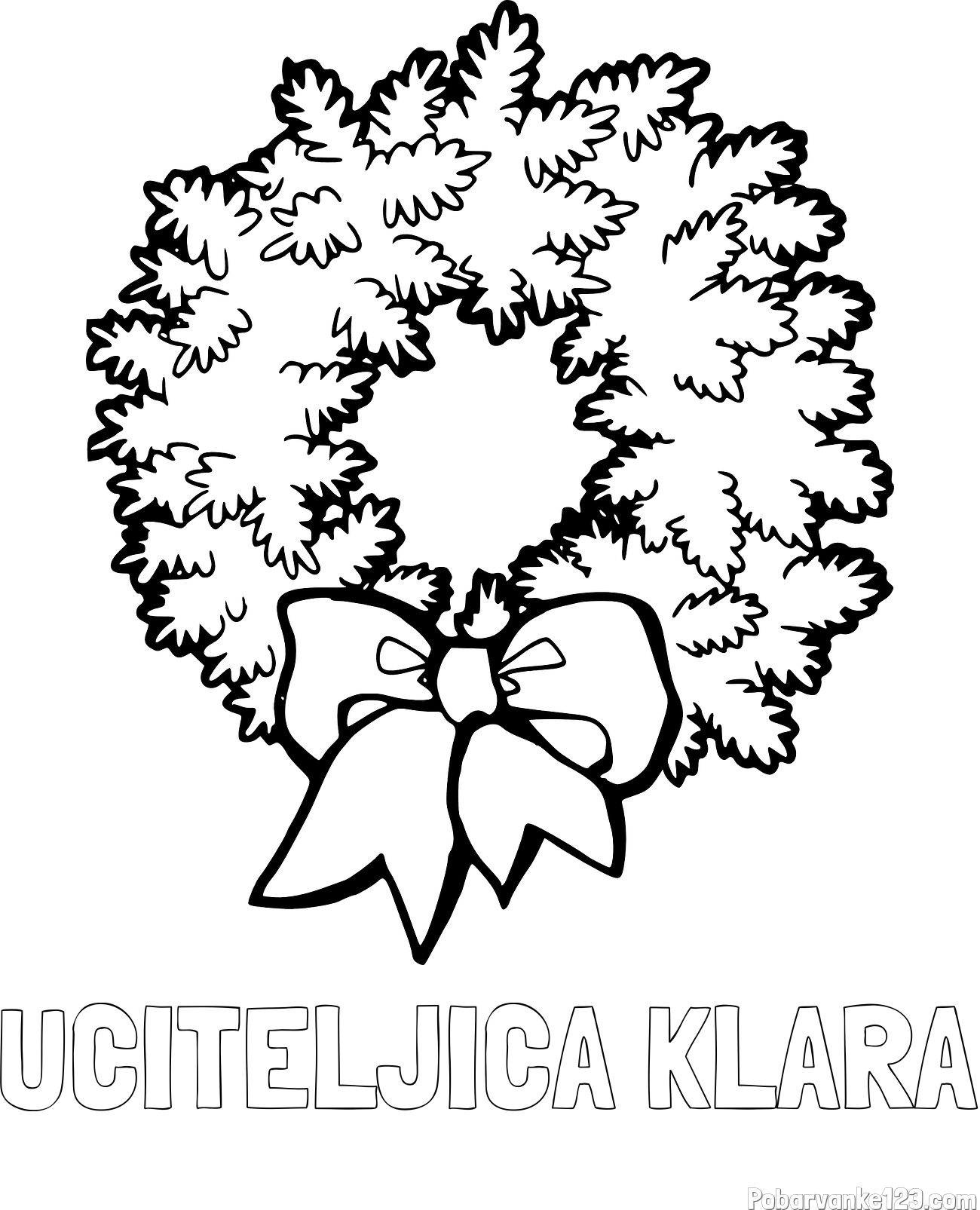 Pobarvanka imena UČITELJICA KLARA in adventni venček