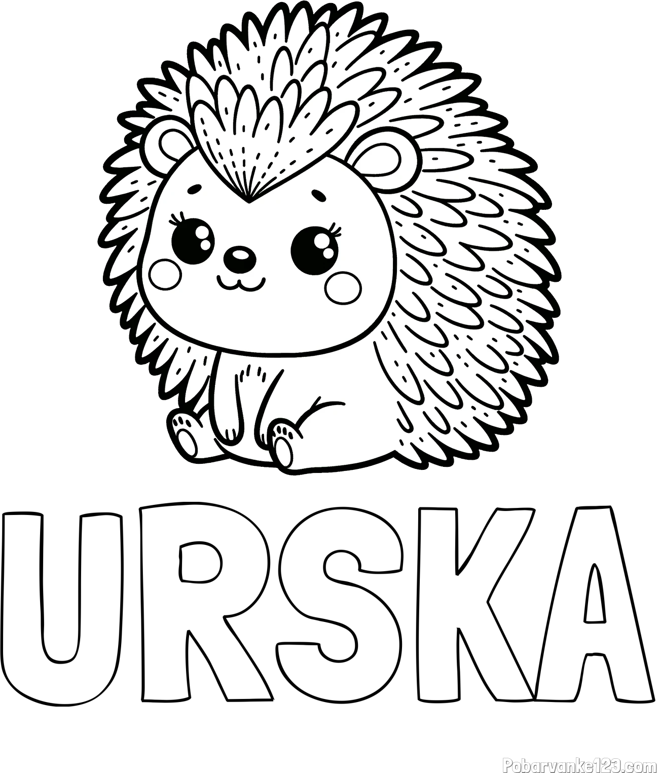 Pobarvanka imena URŠKA in pobarvanka nasmejanega ježka