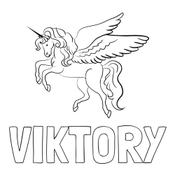 Online izdelana pobarvanka - Pobarvanka imena VIKTORY in lepa pobarvanka samoroga