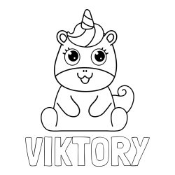 Online izdelana pobarvanka - Pobarvanka imena VIKTORY in pobarvanka čudovitega samoroga Unicorn