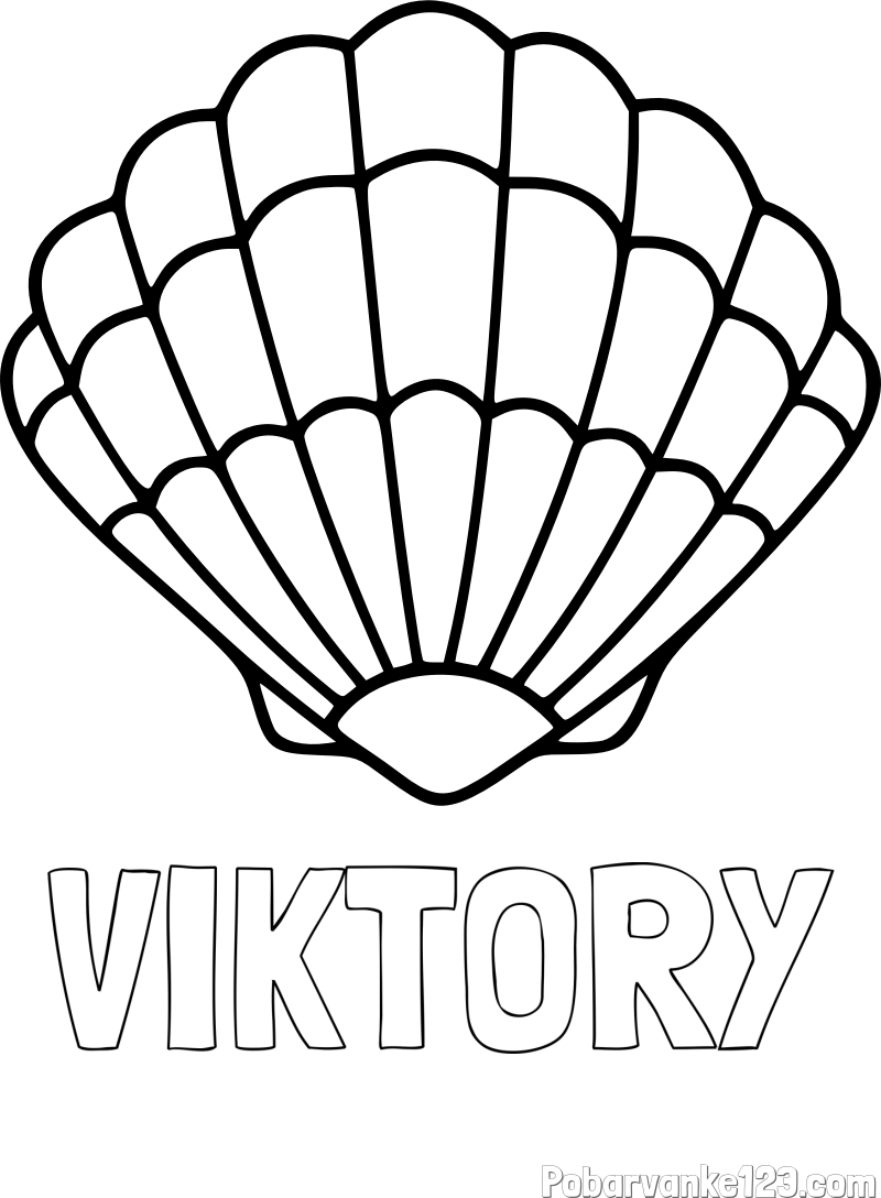 Pobarvanka imena VIKTORY in pobarvanka školjke