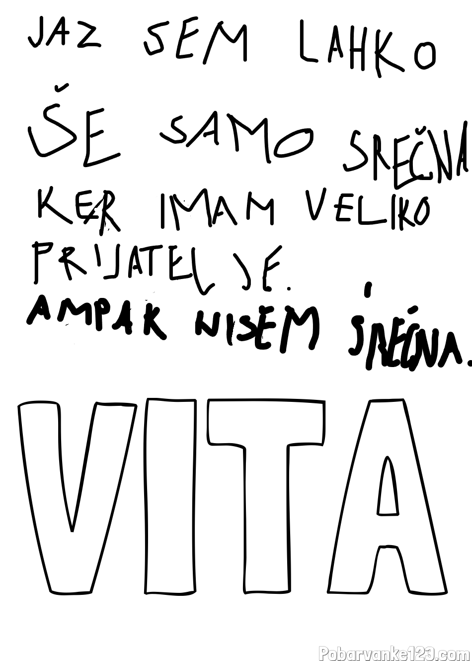 Pobarvanka imena VITA in VIC HIHIHI VIC SE SMEJI.