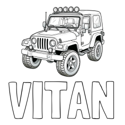 Online izdelana pobarvanka - Pobarvanka imena VITAN in pobarvanka džipa