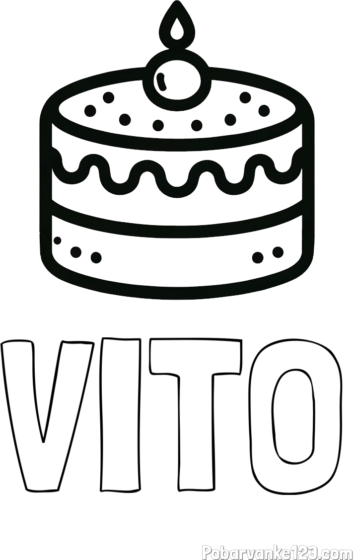 Pobarvanka imena VITO in otroška pobarvanka majhne torte