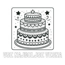 Online izdelana pobarvanka - Pobarvanka imena VSE NAJBOLJŠE VESNA in pobarvanka slastne torte