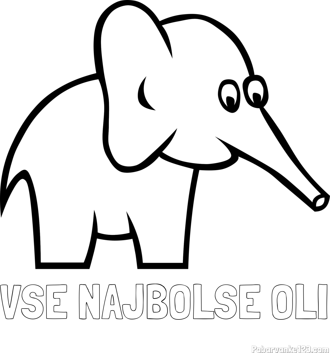 Pobarvanka imena VSE NAJBOLŠE OLI in pobarvanka ljubkega slončka