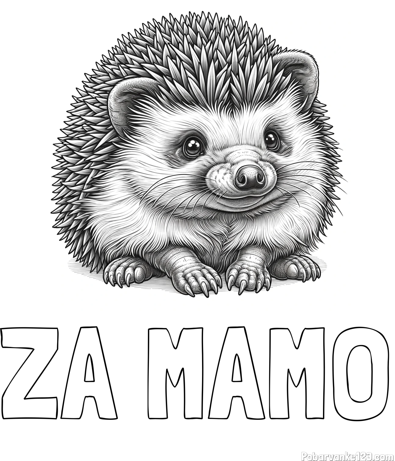 Pobarvanka imena ZA MAMO in pobarvanka ježa