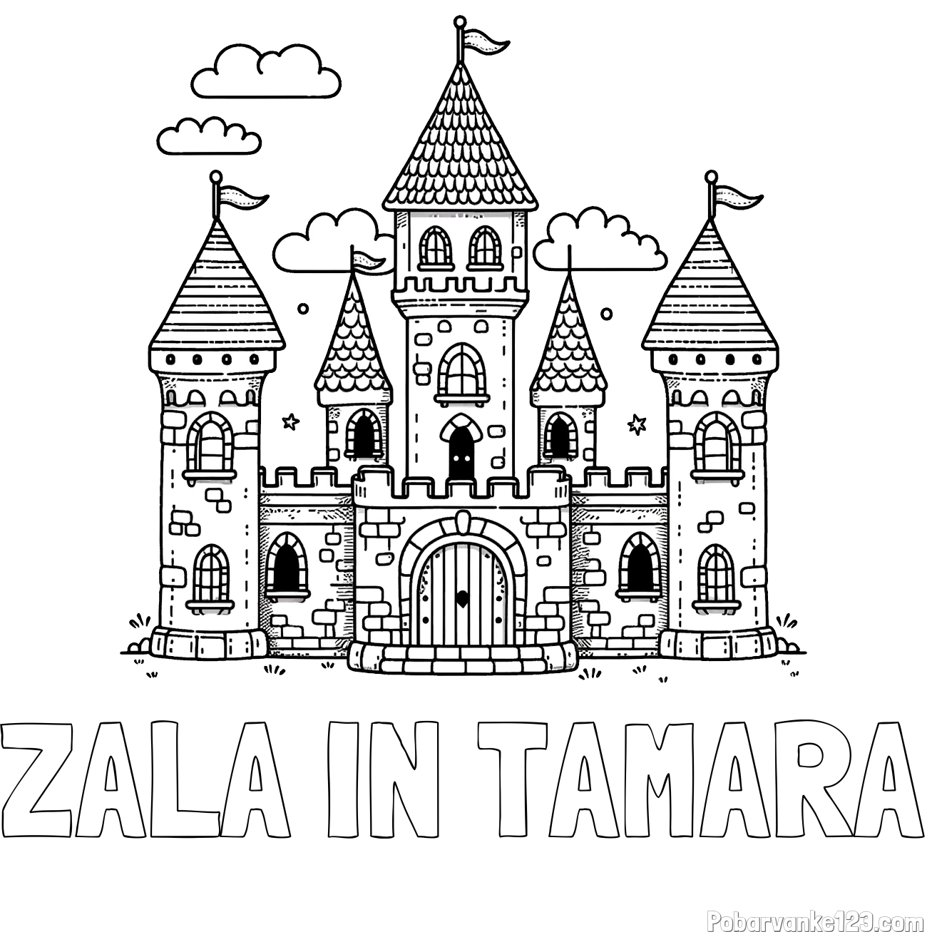 Pobarvanka imena ZALA IN TAMARA in pobarvnaka velikega gradu