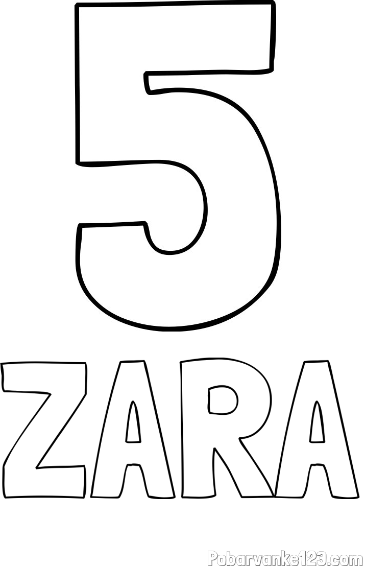Pobarvanka imena ZARA in pobarvanka številke pet (5)