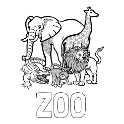 Online izdelana pobarvanka - Pobarvanka imena ZOO in pobarvanka živali iz živalskega vrta