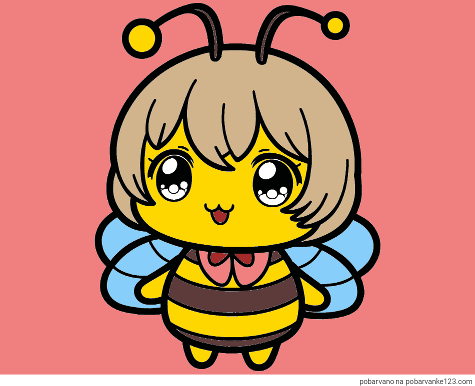 POBARVANA POBARVANKA - Pobarvanka čebelice v stilu anime