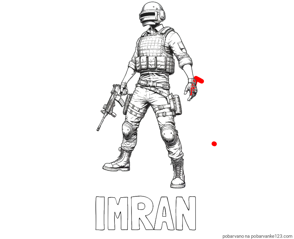 POBARVANA POBARVANKA - Pobarvanka imena IMRAN in pobarvanka PUBG glavnega junaka