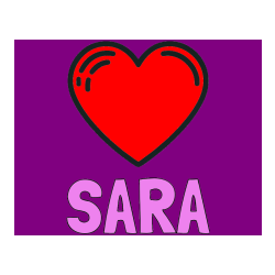 Pobarvana pobarvanka - Pobarvanka imena SARA in pobarvanka lepega srčka
