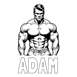 Online izdelana pobarvanka - Pobarvanka imena ADAM in pobarvanka bodybuilder-ja