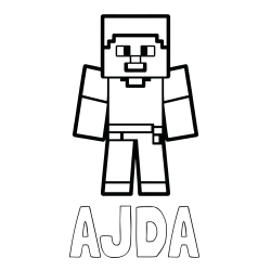 Online izdelana pobarvanka - Pobarvanka imena AJDA in pobarvanka Minecraft figurice