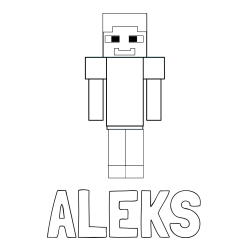 Online izdelana pobarvanka - Pobarvanka imena ALEKS in pobarvanka Minecraft glavnega junaka
