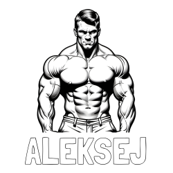 Online izdelana pobarvanka - Pobarvanka imena ALEKSEJ in pobarvanka bodybuilder-ja