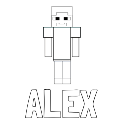Online izdelana pobarvanka - Pobarvanka imena ALEX in pobarvanka Minecraft glavnega junaka