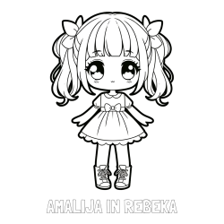Online izdelana pobarvanka - Pobarvanka imena AMALIJA IN REBEKA in pobarvanka anime punčke