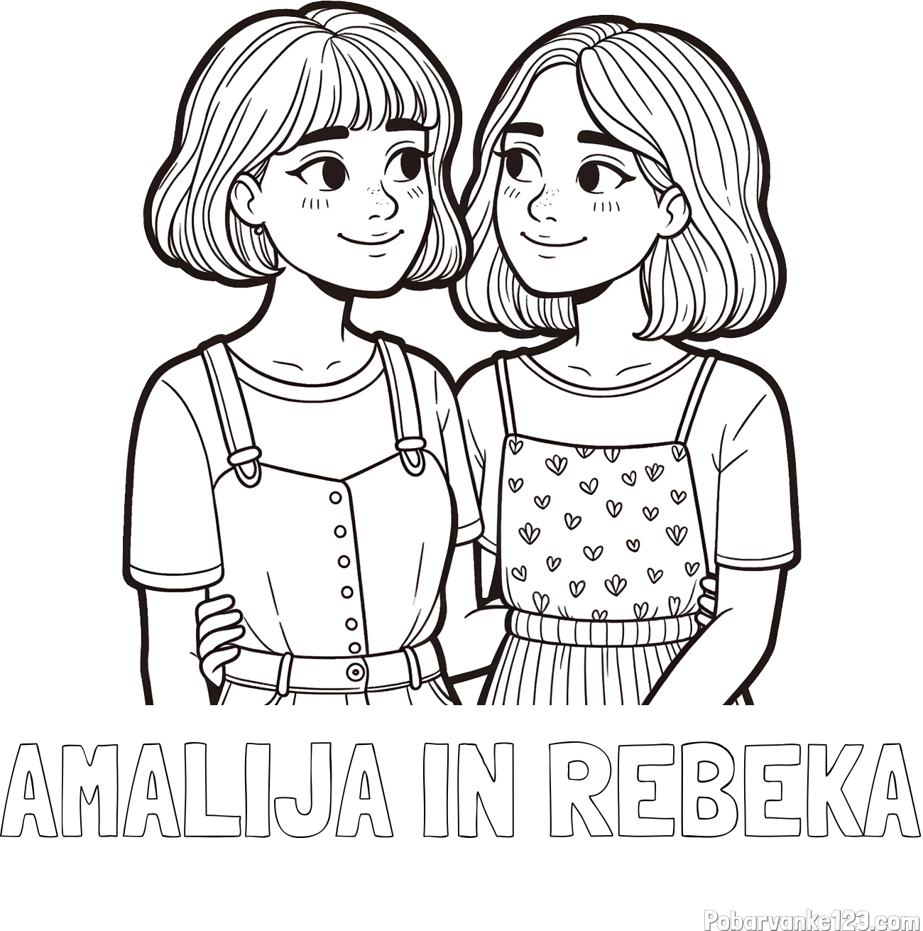 Pobarvanka imena AMALIJA IN REBEKA in pobarvanka dveh najboljših prijateljic