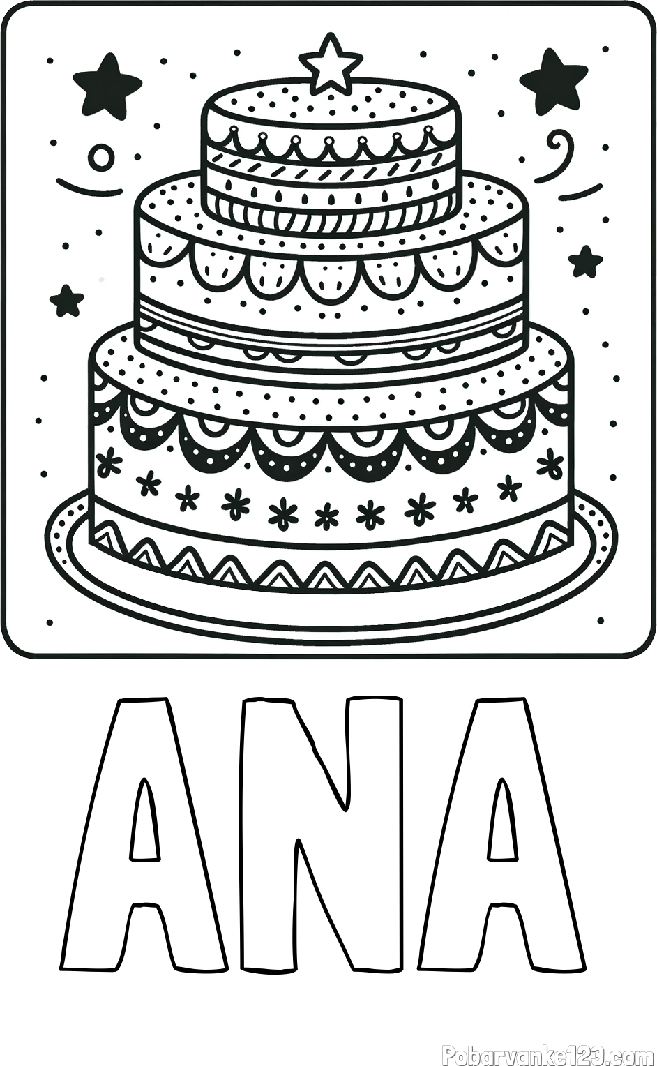 Pobarvanka imena ANA in pobarvanka slastne torte
