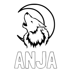 Online izdelana pobarvanka - Pobarvanka imena ANJA in pobarvanka volk in lune