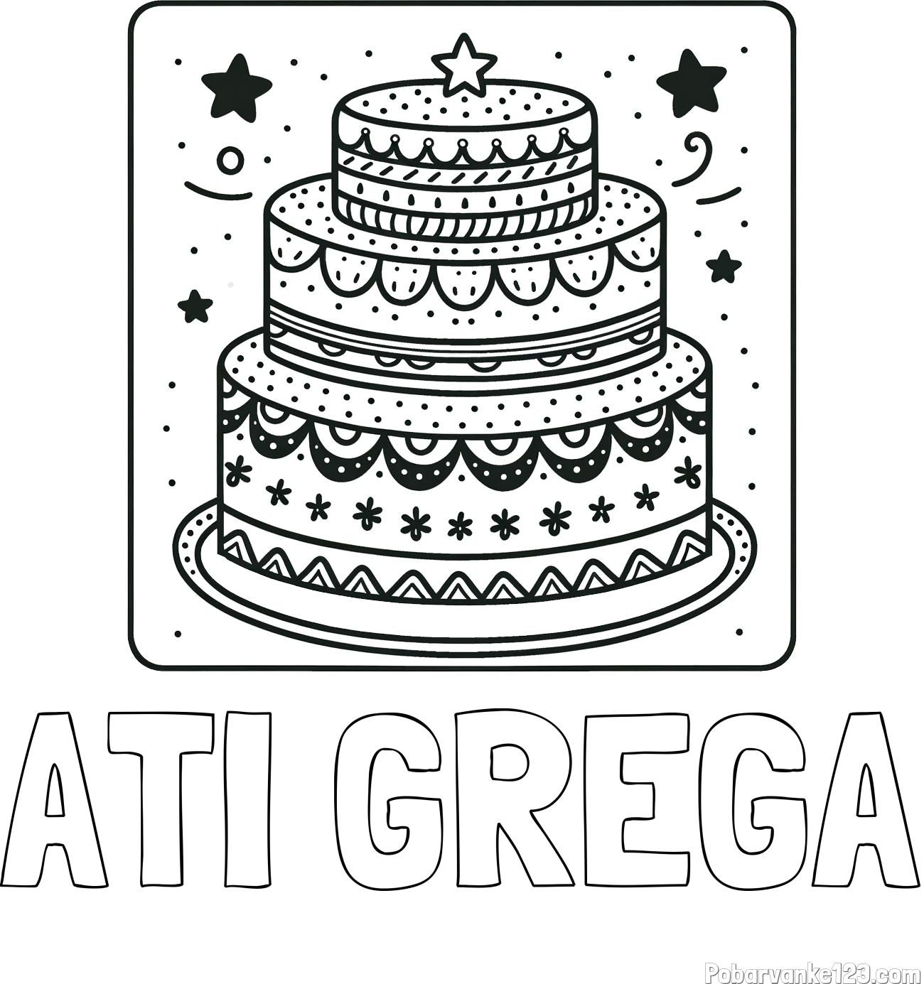 Pobarvanka imena ATI GREGA in pobarvanka slastne torte