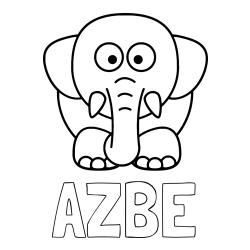 Online izdelana pobarvanka - Pobarvanka imena AŽBE in pobarvanka slona