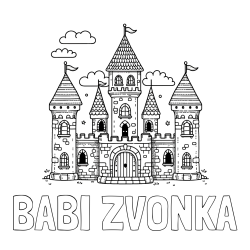 Online izdelana pobarvanka - Pobarvanka imena BABI ZVONKA in pobarvnaka velikega gradu