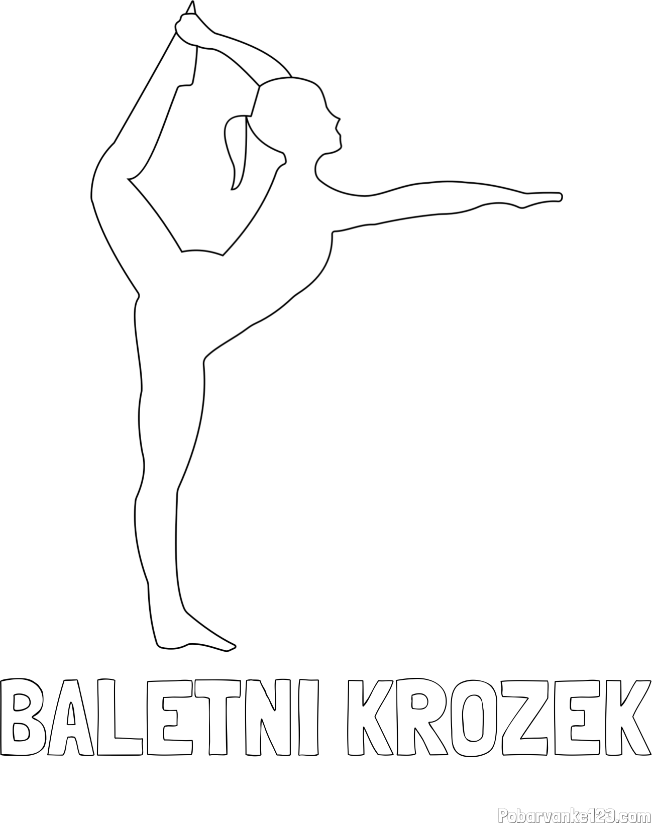 Pobarvanka imena BALETNI KROŽEK in pobarvanka baletke med ogrevanjem