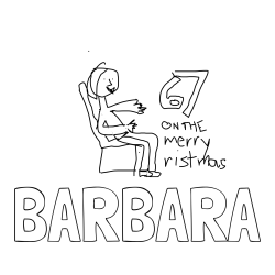 Online izdelana pobarvanka - Pobarvanka imena BARBARA in 67 on the merry ristmas