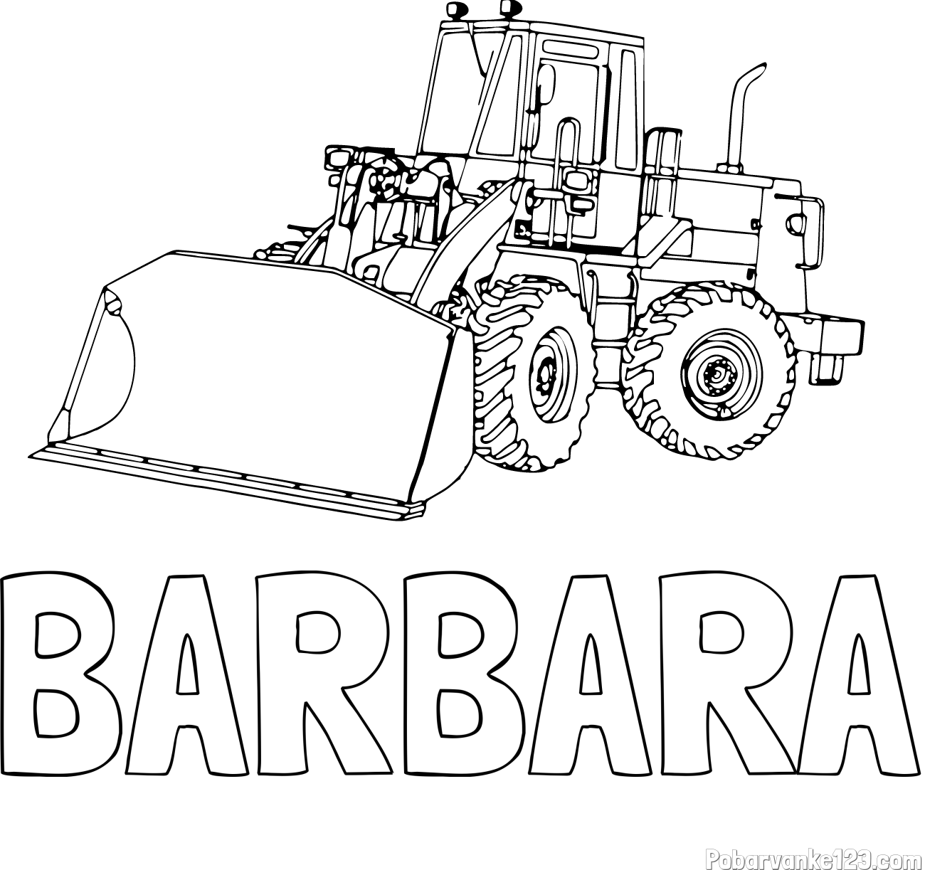 Pobarvanka imena BARBARA in pobarvanka velikega bagra