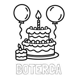 Online izdelana pobarvanka - Pobarvanka imena BOTERCA in pobarvanka velike rojstnodnevne torte