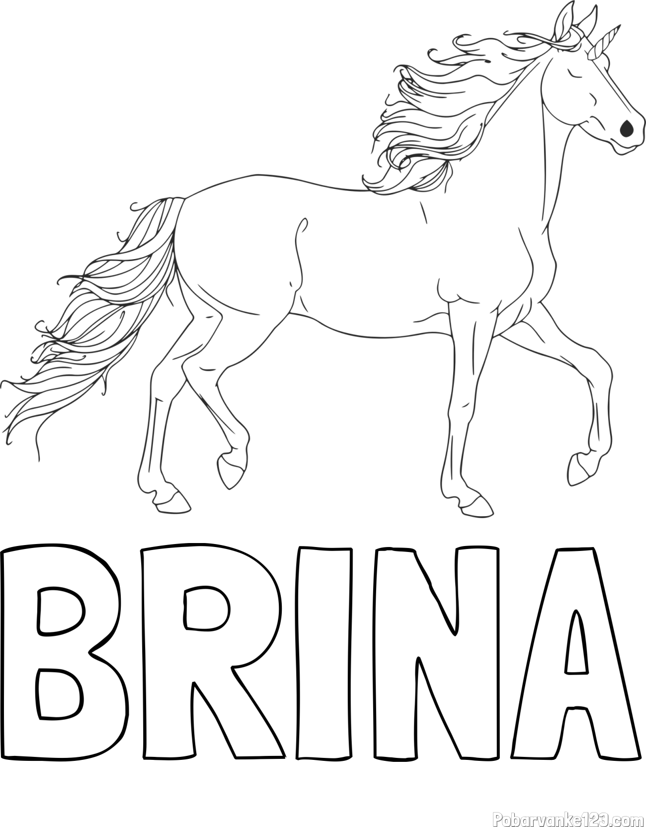 Pobarvanka imena BRINA in samorog