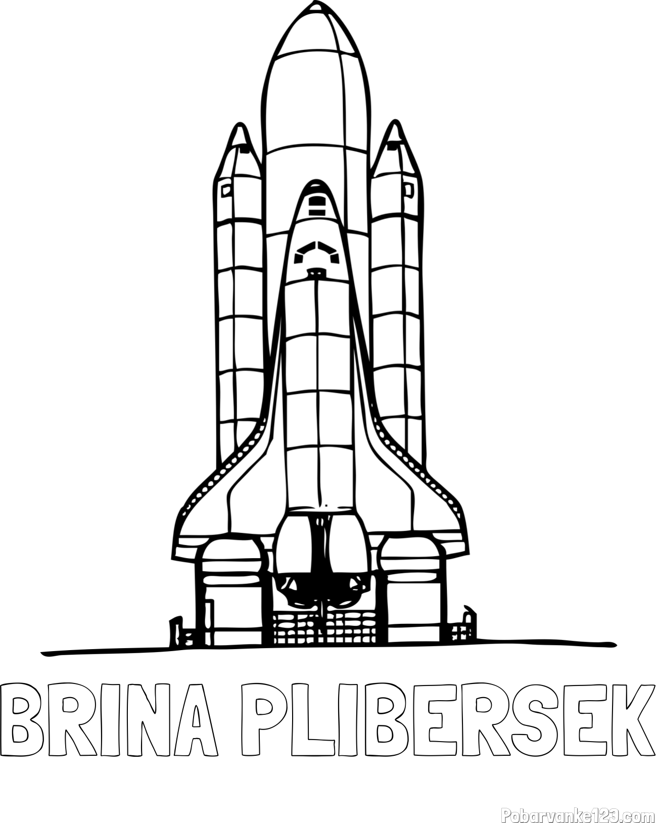 Pobarvanka imena BRINA PLIBERŠEK in pobarvanka vesoljskega plovila Space Shuttle